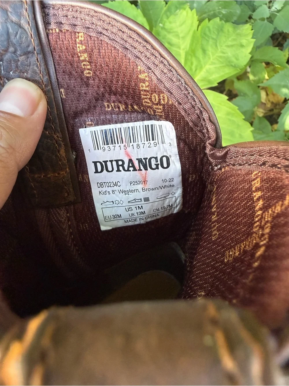 Durango Kids Brown and White Western Boots with Flag Accent